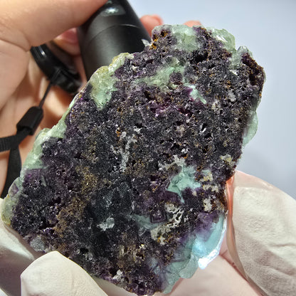 Spécimen de cube de fluorite fantôme parqueté vert violet Okorusu, Namibie 60*48*24mm 