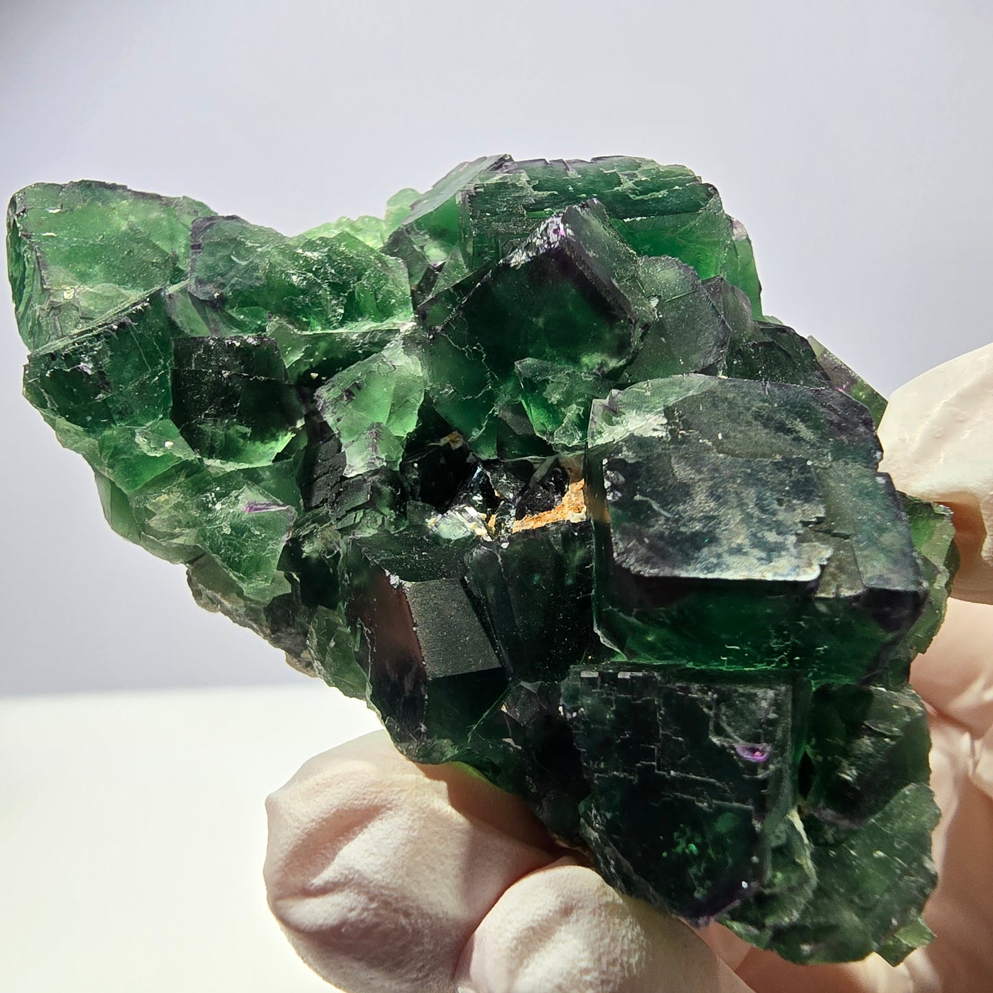 Spécimen de cube de fluorite fantôme, parqueté, zonal Okorusu, Namibie 70*45*26mm 