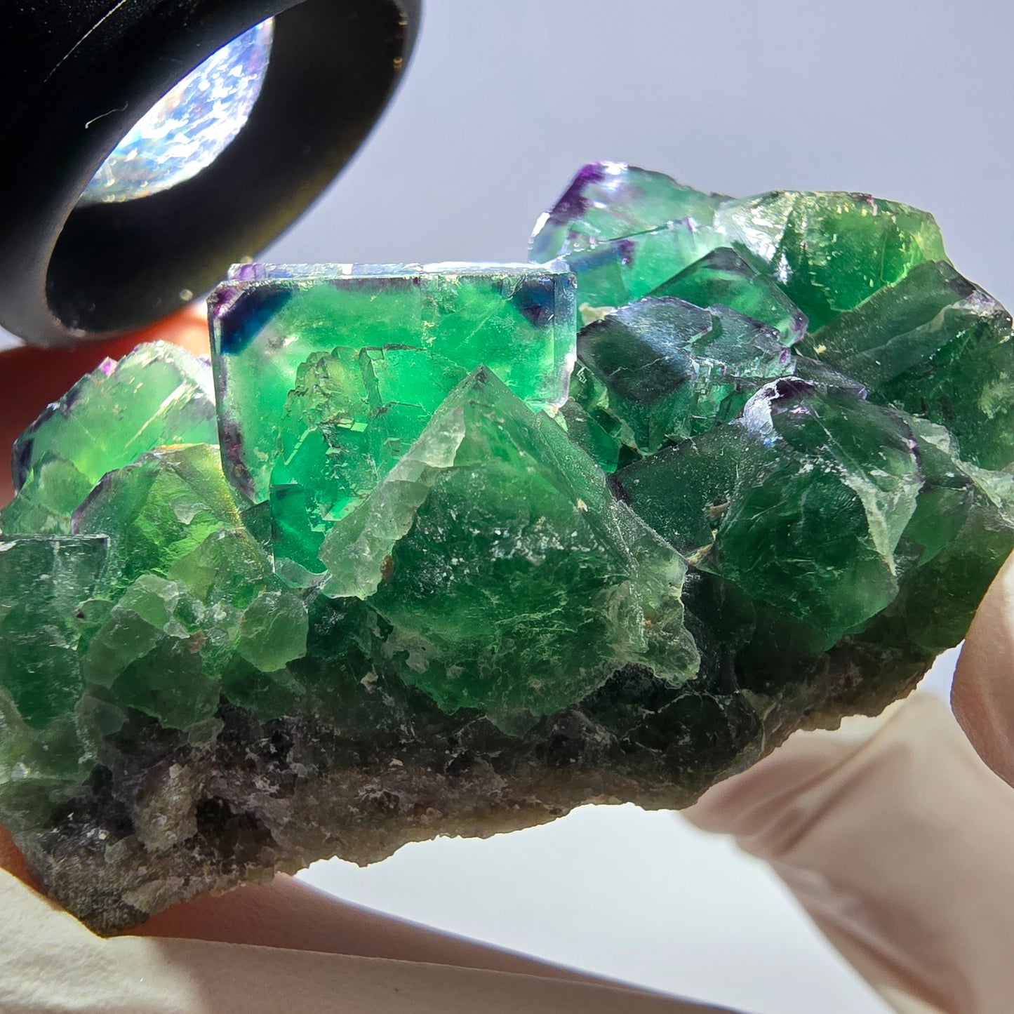Spécimen de cube de fluorite fantôme, parqueté, zonal Okorusu, Namibie 70*45*26mm 