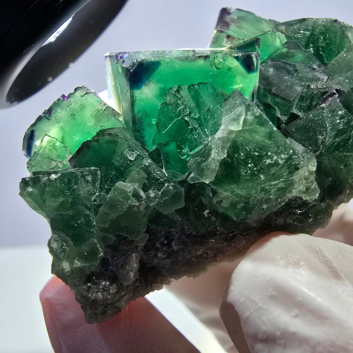 Spécimen de cube de fluorite fantôme, parqueté, zonal Okorusu, Namibie 70*45*26mm 