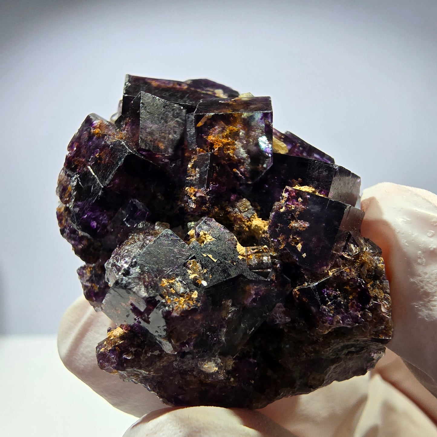 Rare spécimen de cube de fluorite fantôme, vert-violet, Okorusu, Namibie, 41 x 34 x 24 mm 
