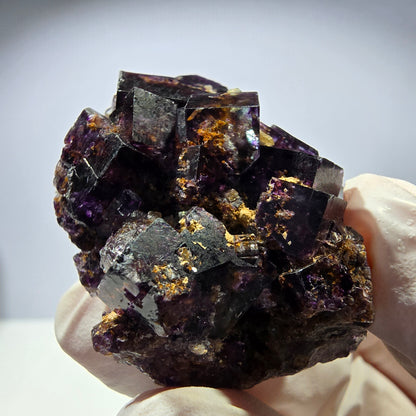 Rare spécimen de cube de fluorite fantôme, vert-violet, Okorusu, Namibie, 41 x 34 x 24 mm 