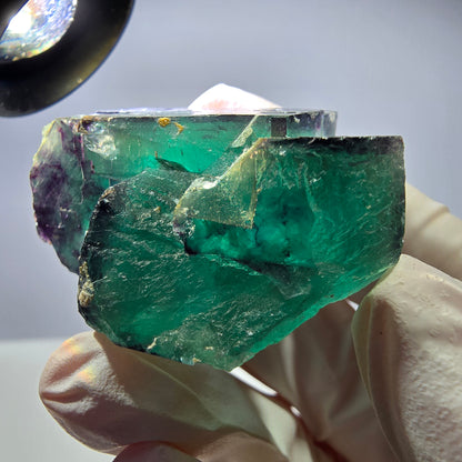 Spécimen de cube de fluorite fantôme parqueté vert violet Okorusu, Namibie 40*39*17 mm 