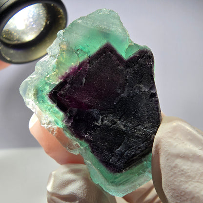 Spécimen de cube de fluorite fantôme parqueté vert violet Okorusu, Namibie 40*29*21mm 