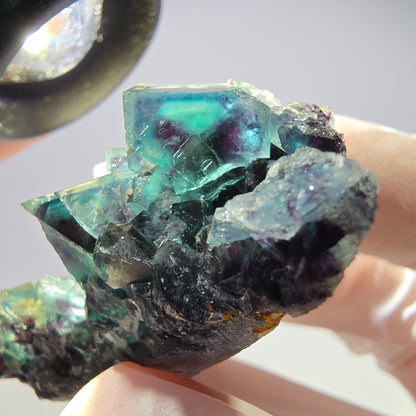 Rare spécimen de cube de fluorite fantôme, vert-violet, Okorusu, Namibie, 45 x 33 x 21 mm 