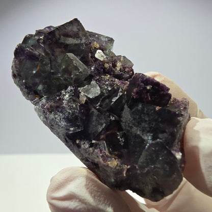 Spécimen de cube de fluorite fantôme parqueté vert violet Okorusu, Namibie 49*27*17mm 