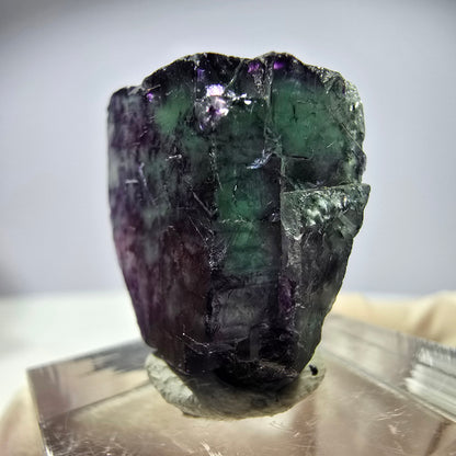 Rare cube de fluorite fantôme parqueté vert violet Okorusu Namibie 21*19*13mm 
