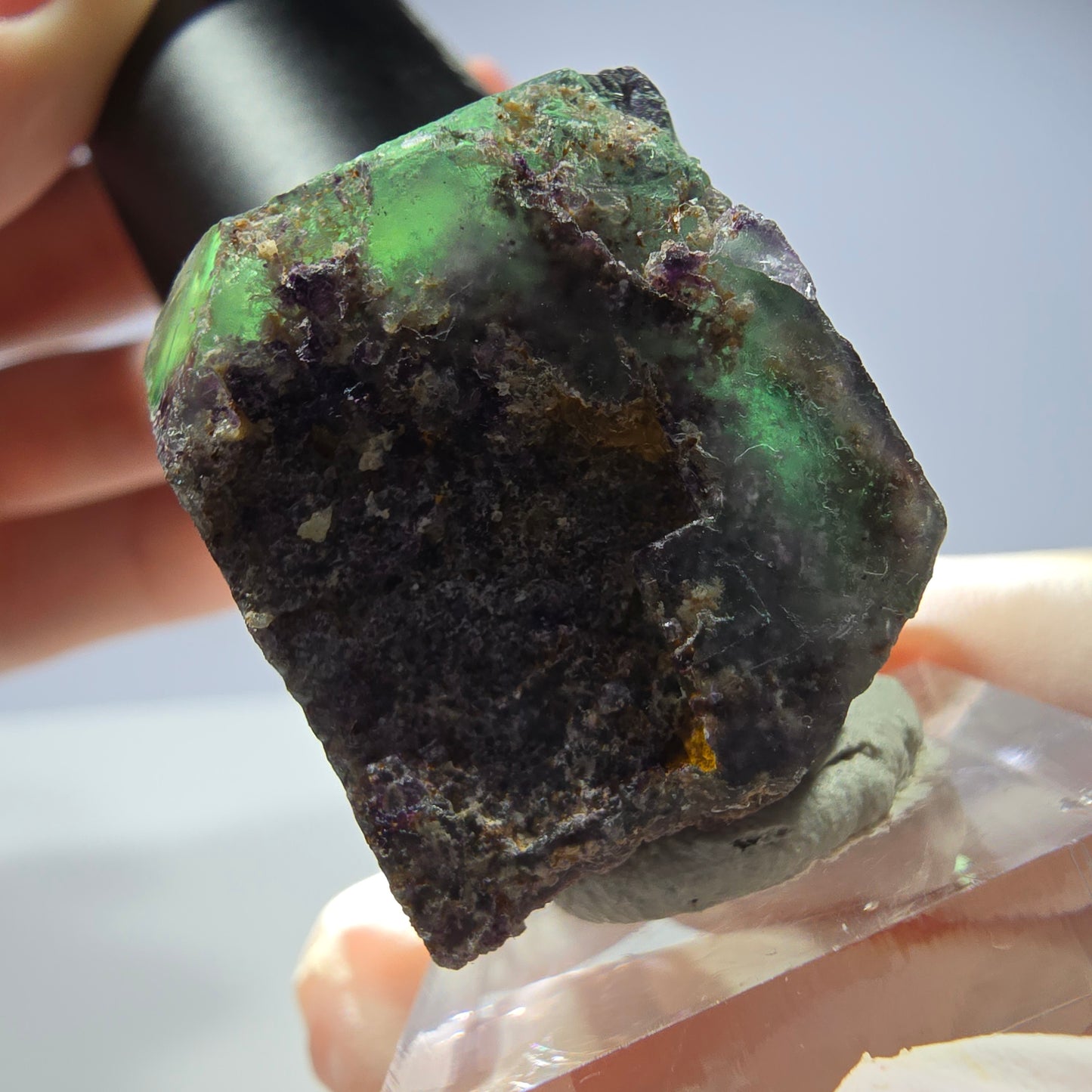 Spécimen de cube de fluorite fantôme, parqueté, zonal Okorusu, Namibie 31*29*24mm 
