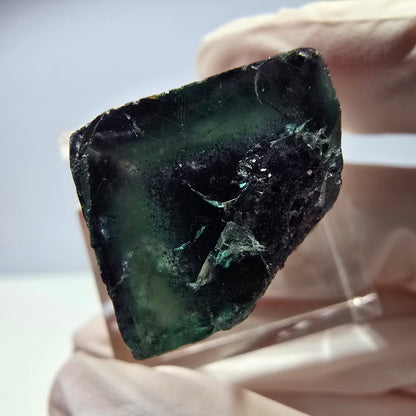 Rare cube de fluorite fantôme parqueté vert violet Okorusu Namibie 18*18*16mm 