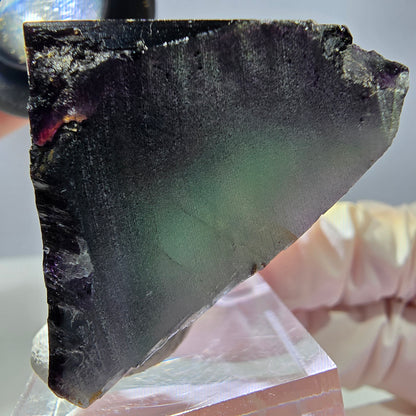 Rare cube de fluorite fantôme parqueté vert violet Okorusu Namibie 46*29*22mm 