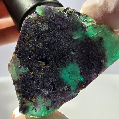 Spécimen de cube de fluorite fantôme parqueté vert violet Okorusu, Namibie 46*37*25 mm 