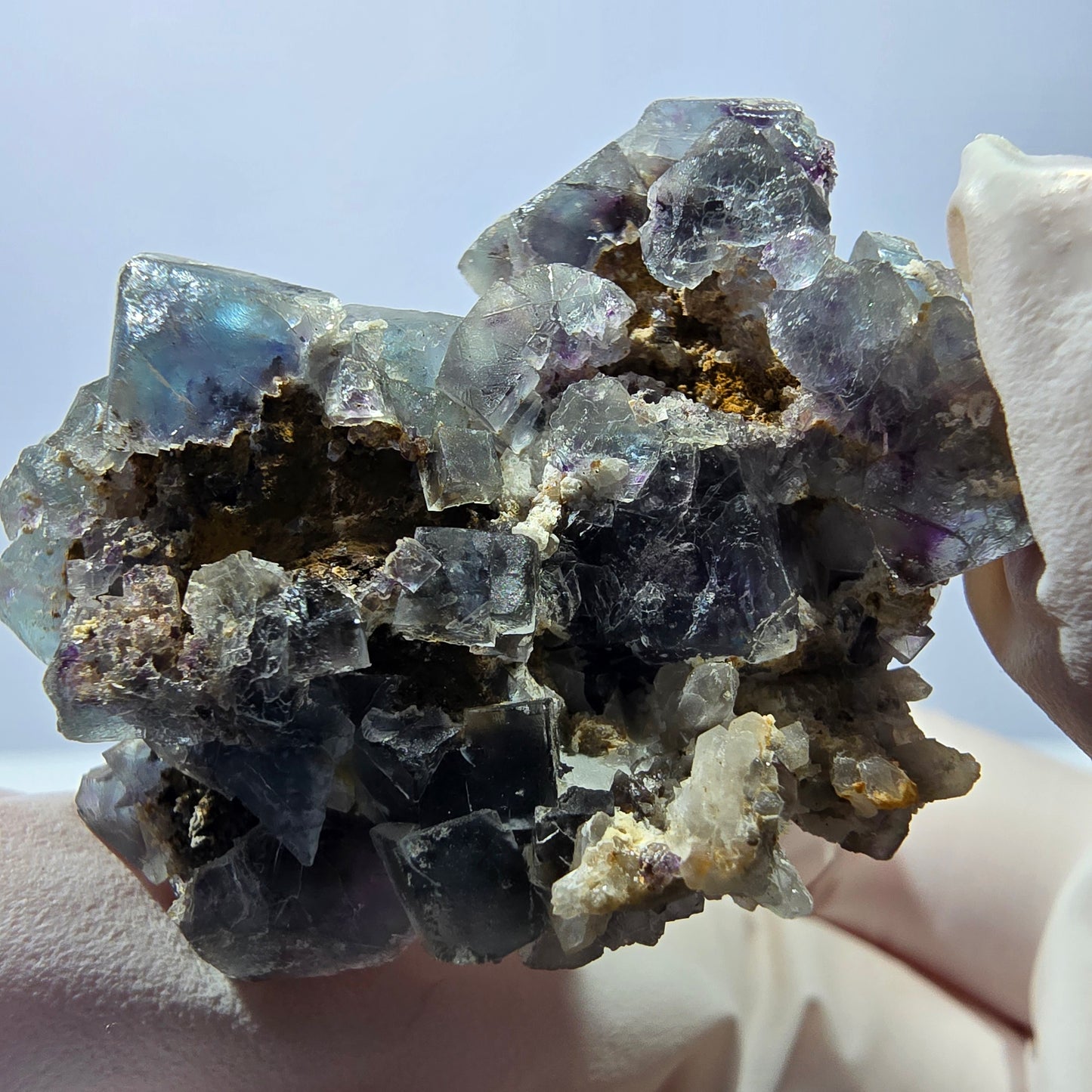 Cube de fluorite fantôme, spécimen de quartz vert violet, Okorusu, Namibie, 43 x 32 x 20 mm 