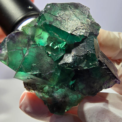 Spécimen de cube de fluorite fantôme parqueté vert violet Okorusu, Namibie 44*42*24 mm 