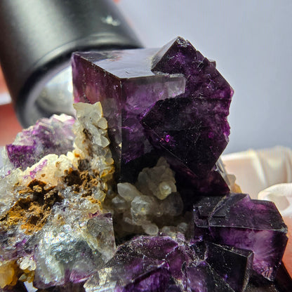 Cube de fluorite fantôme, spécimen de quartz vert violet, Okorusu, Namibie, 62 x 35 x 29 mm 
