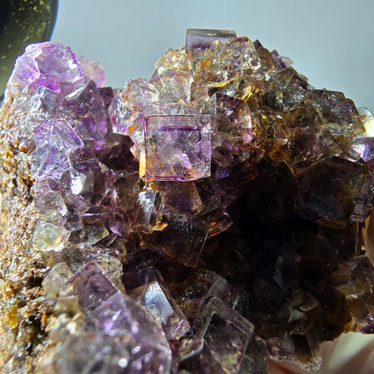 Rare spécimen de cube de fluorite fantôme, violet-jaune, Okorusu, Namibie, 59 x 47 x 32 mm 