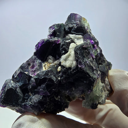Cube de fluorite fantôme, spécimen de quartz vert violet, Okorusu, Namibie, 53 x 43 x 40 mm 