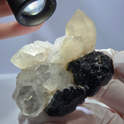 Rare cube de fluorite fantôme, spécimen de quartz vert violet Okorusu Namibie 49*41*29mm 