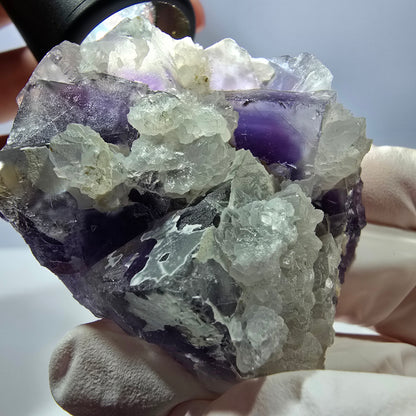 Rare cube de fluorite fantôme, spécimen de quartz violet Okorusu, Namibie, 53 x 42 x 24 mm 