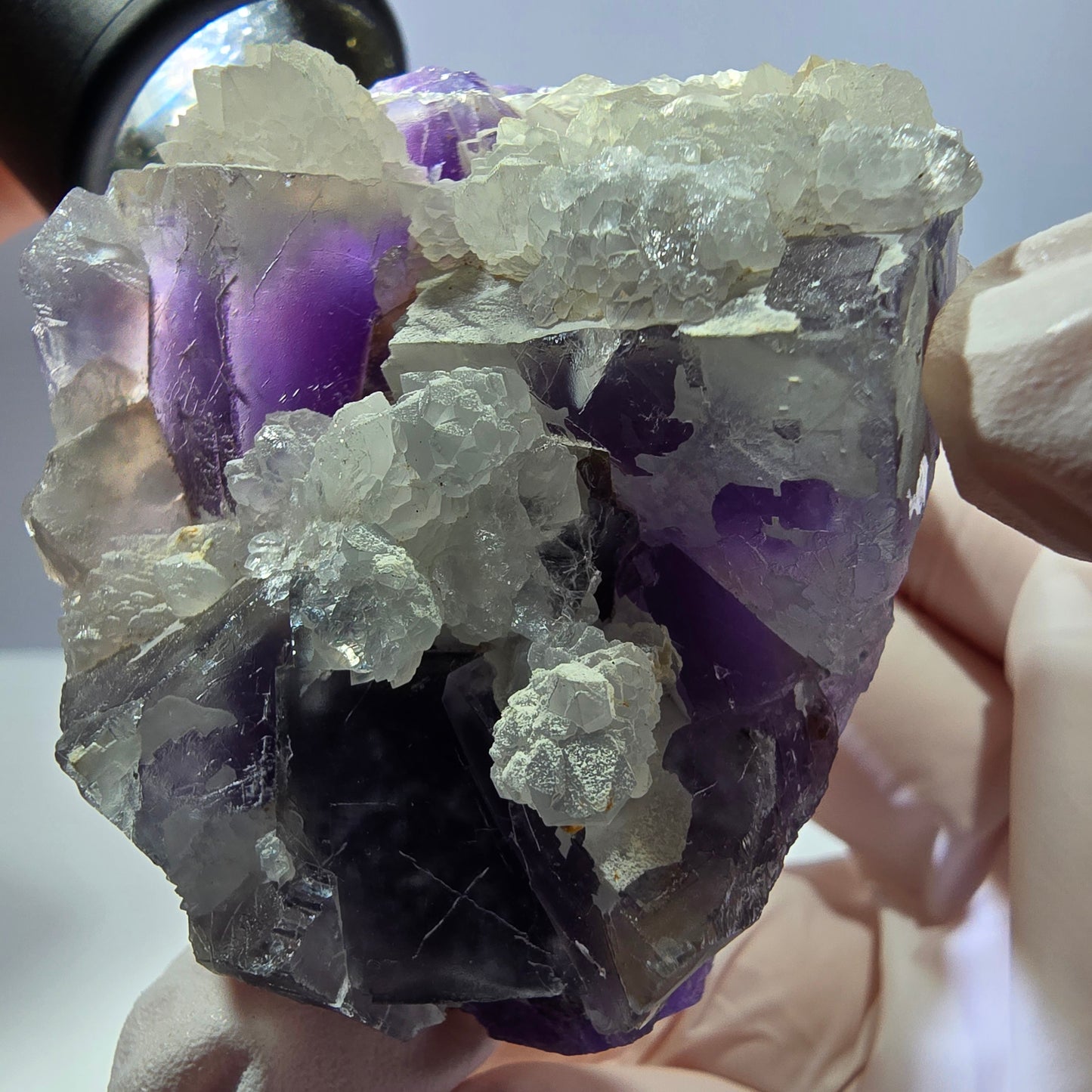 Rare cube de fluorite fantôme, spécimen de quartz violet Okorusu, Namibie, 53 x 42 x 24 mm 