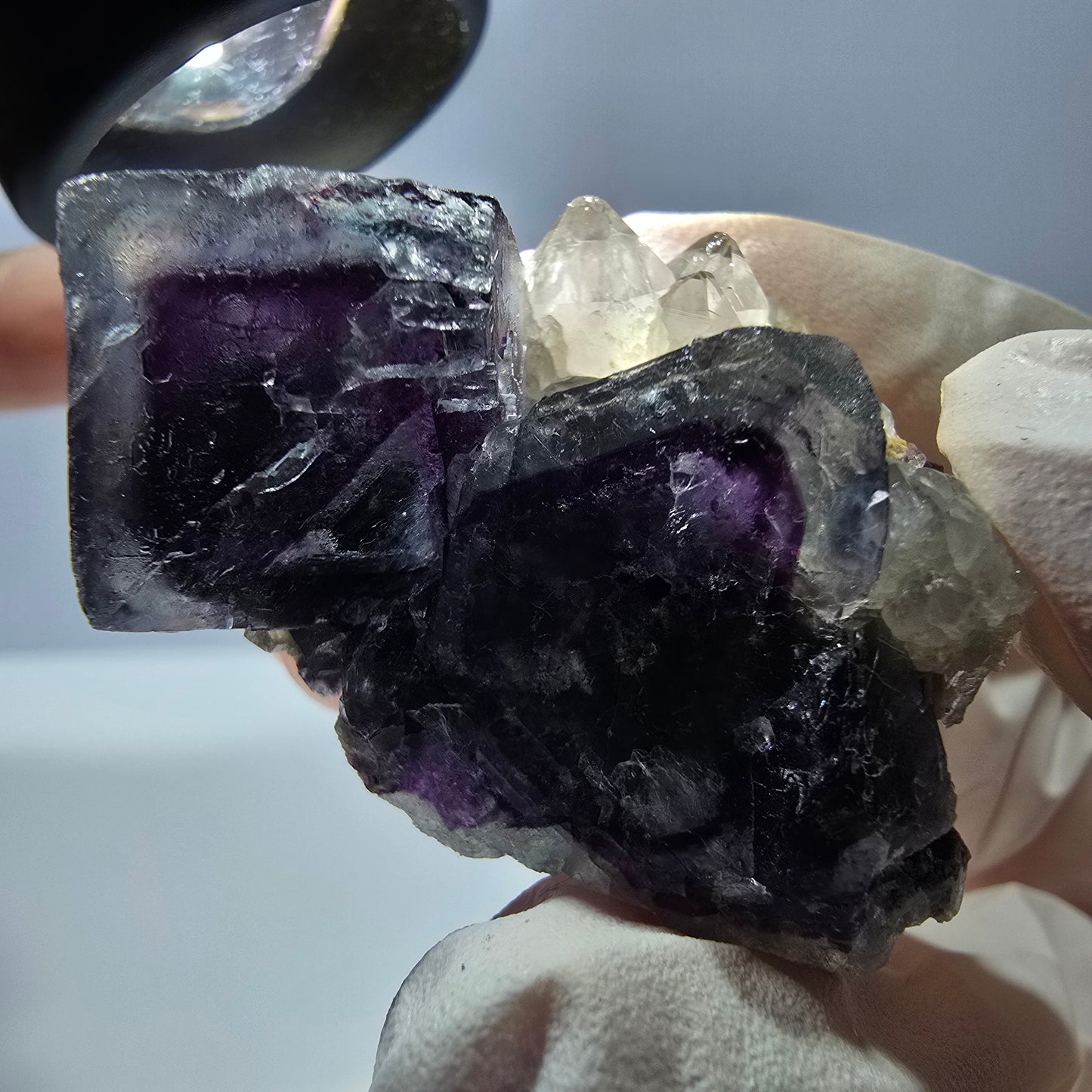Rare cube de fluorite fantôme, spécimen de quartz violet Okorusu, Namibie, 42 x 30 x 24 mm 