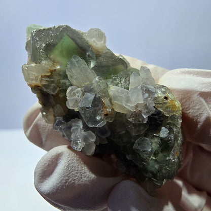 Rare cube de fluorite fantôme, spécimen de quartz vert Okorusu, Namibie, 48 x 22 x 17 mm 