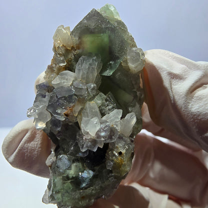 Rare cube de fluorite fantôme, spécimen de quartz vert Okorusu, Namibie, 48 x 22 x 17 mm 