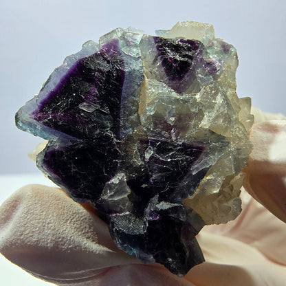 Rare cube de fluorite fantôme, spécimen de quartz bleu violet Okorusu Namibie 35 x 33 x 32 mm 