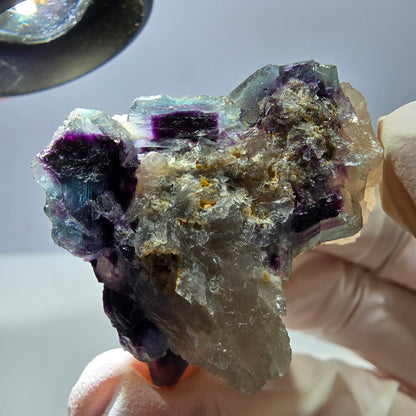 Rare cube de fluorite fantôme, spécimen de quartz bleu violet Okorusu Namibie 35 x 33 x 32 mm 