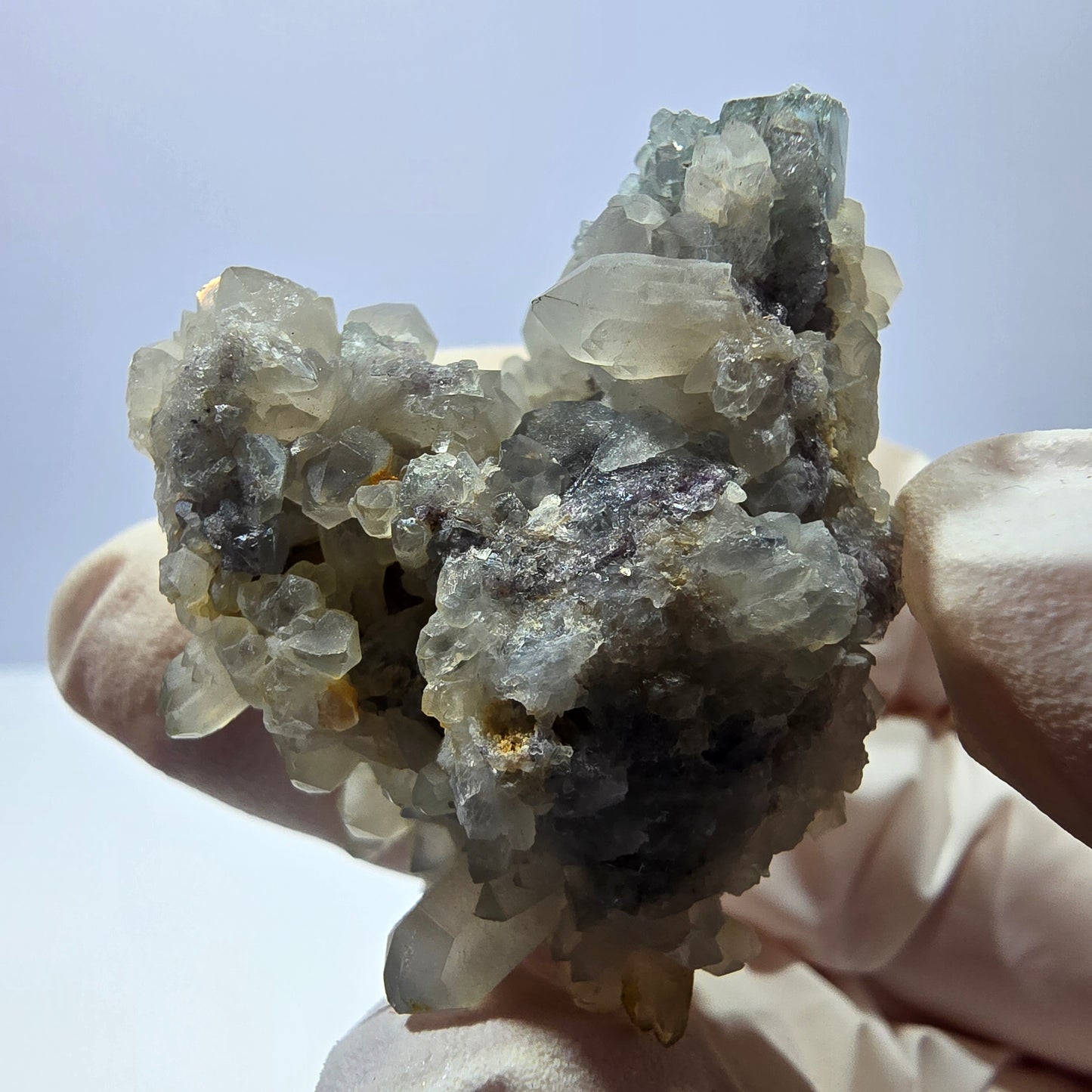 Rare cube de fluorite fantôme, spécimen de quartz vert Okorusu, Namibie, 42 x 31 x 31 mm 
