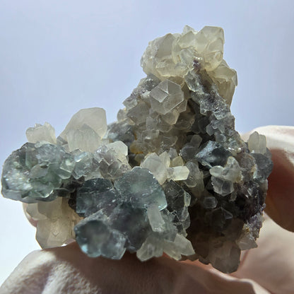 Rare cube de fluorite fantôme, spécimen de quartz vert Okorusu, Namibie, 42 x 31 x 31 mm 