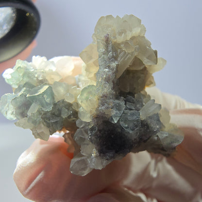 Rare cube de fluorite fantôme, spécimen de quartz vert Okorusu, Namibie, 42 x 31 x 31 mm 