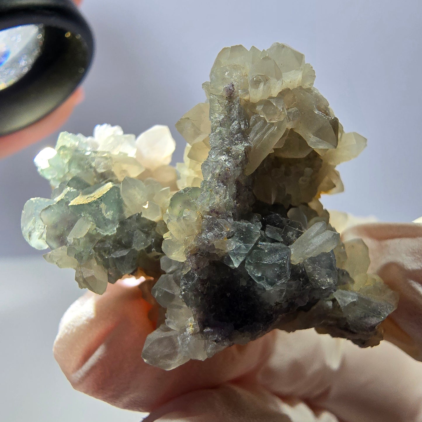 Rare cube de fluorite fantôme, spécimen de quartz vert Okorusu, Namibie, 42 x 31 x 31 mm 
