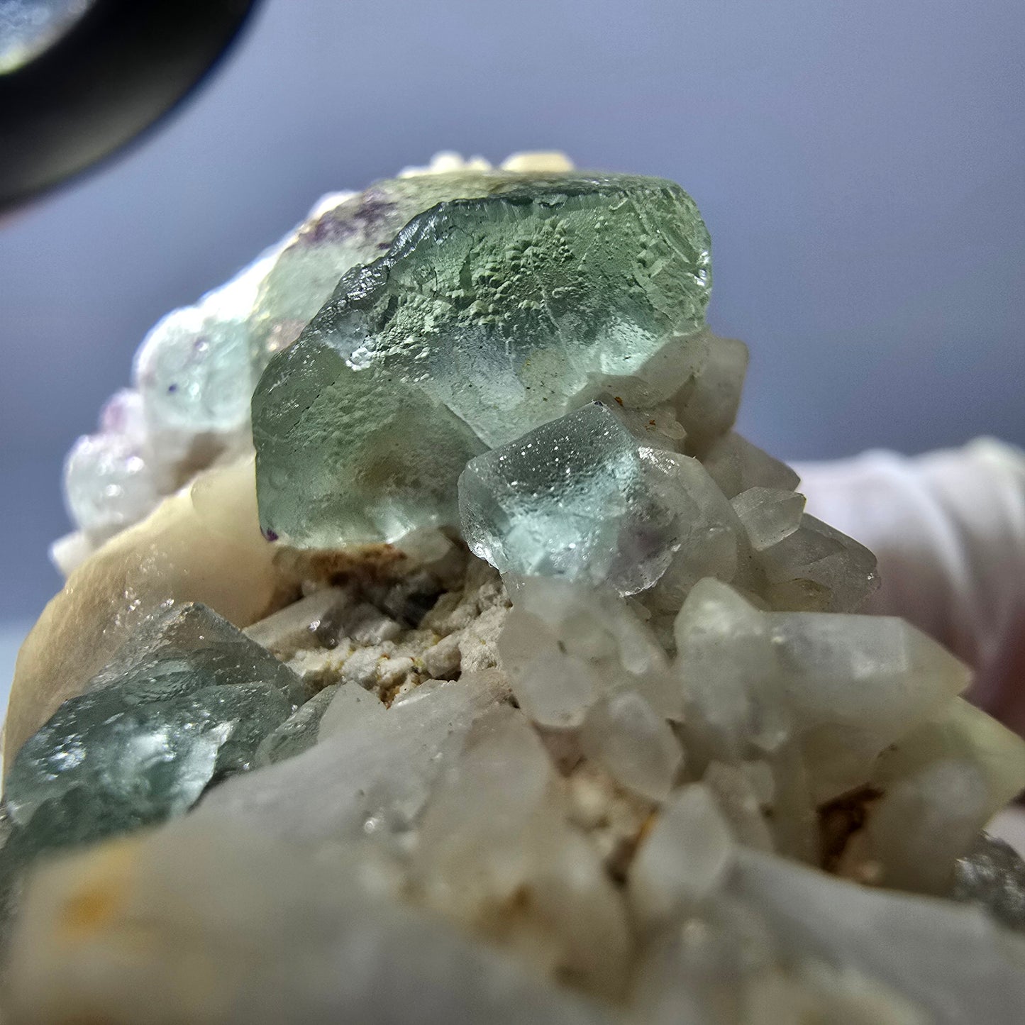 Rare cube de fluorite fantôme, spécimen de quartz vert Brandberg, Namibie, 57 x 33 x 37 mm 