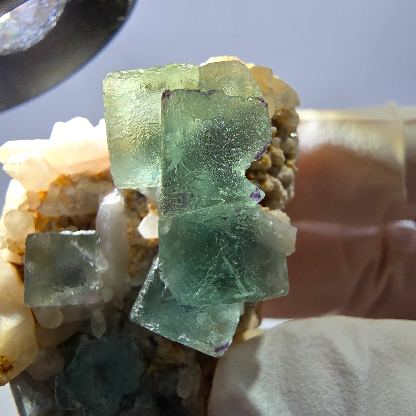 Rare cube de fluorite fantôme, spécimen de quartz vert Brandberg, Namibie, 57 x 33 x 37 mm 