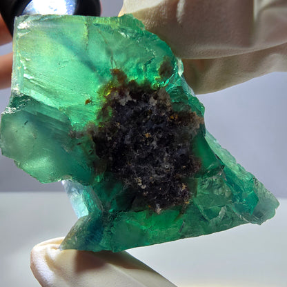 Rare spécimen de cube de fluorite fantôme, parqueté vert Okorusu, Namibie, 66 x 47 x 35 mm 