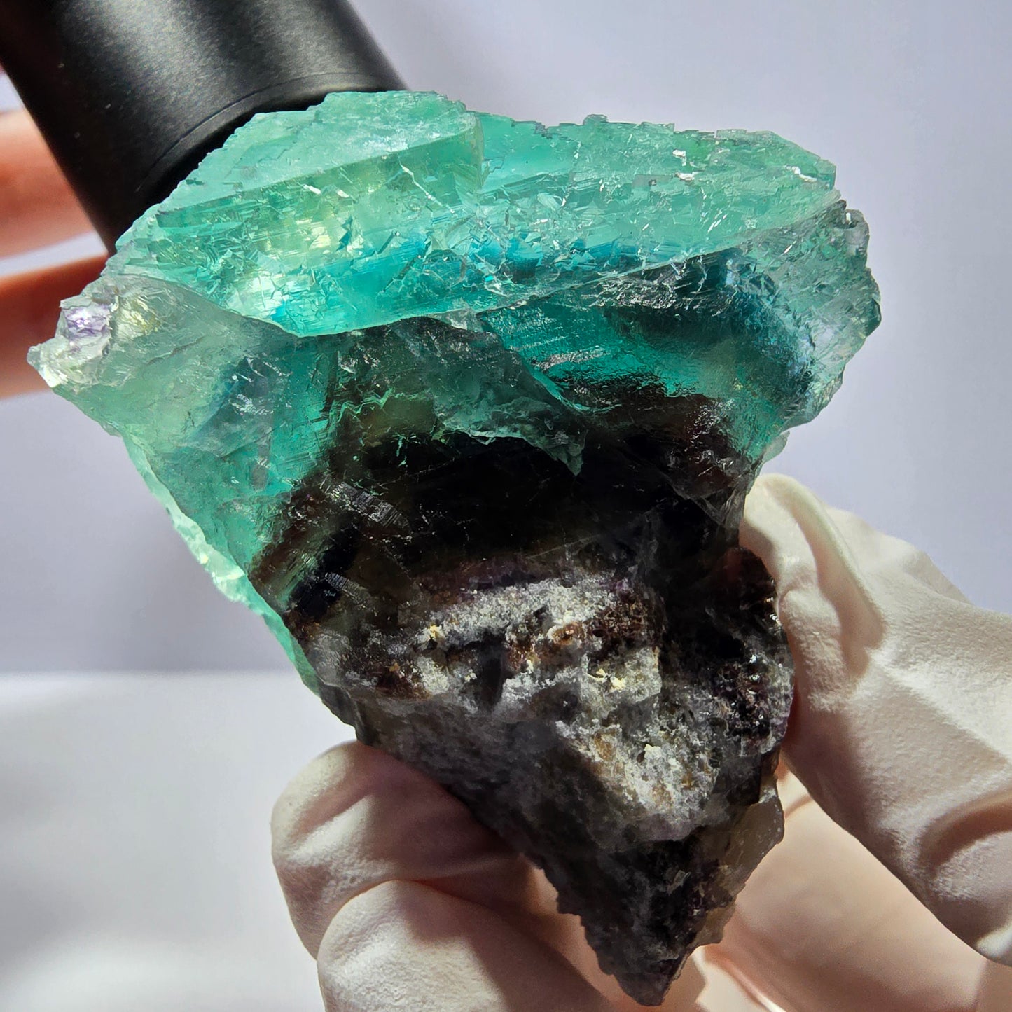 Spécimen de cube de fluorite fantôme transparente, vert parqueté, Okorusu, Namibie, 60 x 44 x 40 mm 
