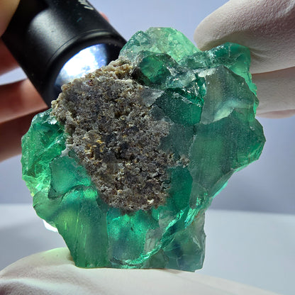 Spécimen de cube de fluorite fantôme transparente, vert parqueté Okorusu, Namibie 54 x 49 x 32 mm 