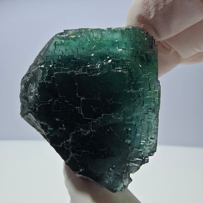 Spécimen de cube de fluorite fantôme transparente, vert parqueté, Okorusu, Namibie, 52 x 49 x 41 mm 
