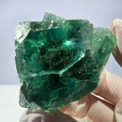 Spécimen de cube de fluorite fantôme transparente, vert parqueté, Okorusu, Namibie, 42 x 38 x 38 mm 