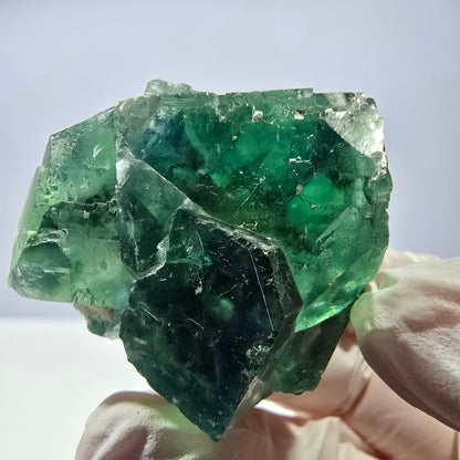 Spécimen de cube de fluorite fantôme transparente, vert parqueté, Okorusu, Namibie, 42 x 38 x 38 mm 