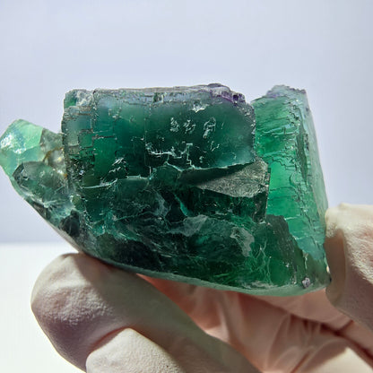 Spécimen de cube de fluorite fantôme transparente, vert parqueté, Okorusu, Namibie, 53 x 40 x 30 mm 