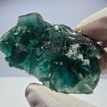 Spécimen de cube de fluorite fantôme transparente, vert parqueté, Okorusu, Namibie, 58 x 45 x 16 mm 