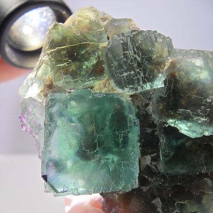 Klare Phantom Fluorit Würfel Stufe, parkettiert grün Okorusu, Namibia 54*35*26mm