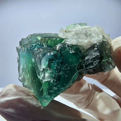 Rare cube de fluorite fantôme, spécimen de quartz vert Okorusu, Namibie, 44 x 40 x 29 mm 