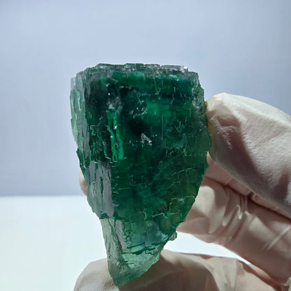Spécimen de cube de fluorite fantôme transparente, vert parqueté, Okorusu, Namibie, 50 x 30 x 22 mm 