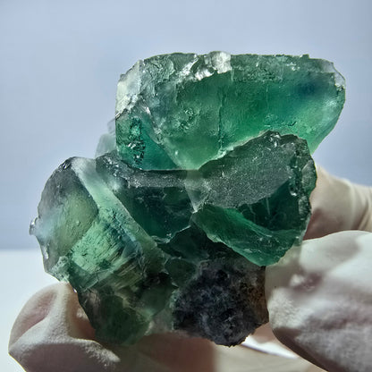 Spécimen de cube de fluorite fantôme transparente, vert parqueté, Okorusu, Namibie, 45 x 35 x 22 mm 