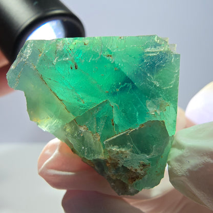 Spécimen de cube de fluorite fantôme transparente, vert parqueté Okorusu, Namibie 33 x 31 x 30 mm 