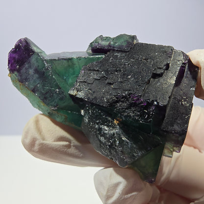 Spécimen de cube de fluorite fantôme, parqueté vert violet Okorusu, Namibie 59*41*24 mm 