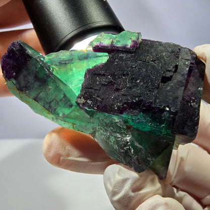 Spécimen de cube de fluorite fantôme, parqueté vert violet Okorusu, Namibie 59*41*24 mm 