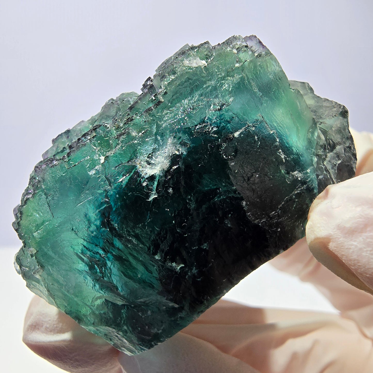 Spécimen de cube de fluorite fantôme, parqueté vert violet Okorusu, Namibie 45*43*31 mm 